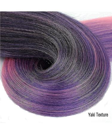 Pre-stretched Braiding Hair 26" Easy Braid 6 Packs Professional Kanekalon Synthetic Fiber Crochet EZ Braids Yaki Texture Braiding Hair Extensions (1B/Purple/Pink) 26 Inch (Pack of 6) T1B/Purple/Pink - Buy Online on GoSupps.com