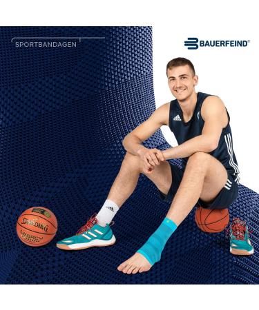 Bauerfeind Sports Compression Ankle Sleeve - Unisex Ankle Support Bandage for Running Fitness & Ball Sports - Left & Right Fit - Size L Navy - Buy Online on GoSupps.com