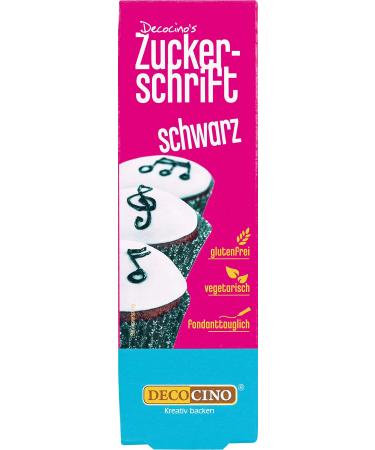 Decocino sugar script in black food color font practical tube for labeling fondant & glazes back decoration for cakes cake & cup cakes!