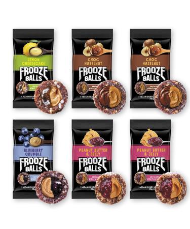 Frooze Balls Plant Protein Powered Vegan Snacks Filled Energy Balls, Variety Pack (Pack of 6) Each Pack Has 5 Balls!