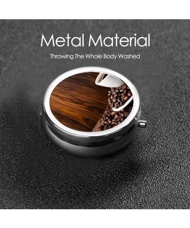 Shop Round Pill Box: Mini Decorative Coffee Cup & Beans 3 Compartment Organizer for Travel & Vitamins - Buy Online on GoSupps.com