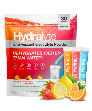 Hydralyte Electrolyte Powder Packets | Variety Flavor Hydration Packets | Easy Dissolve Electrolyte Powder for Rehydration Solutions | Low Sugar Hydration Powder Packets (8 oz Serving, 30 Count) 8oz 3 Flavor Pack