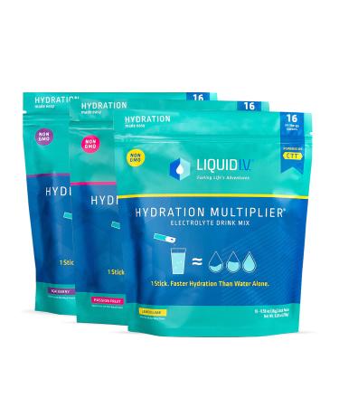 Liquid I.V. Hydration Multiplier - Hydration Hero Bundle - Passion Fruit, Lemon Lime, & Acai Berry - Hydration Powder Packets | Electrolyte Drink Mix | Easy Open Single-Serving Stick | Non-GMO