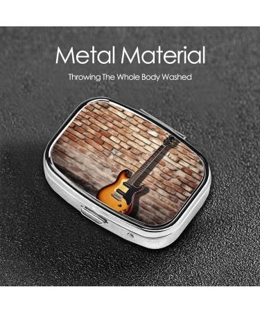 Travel-Friendly Guitar Pill Box | Old Brick Wall Background | Medicine Organizer for Musicians - Buy Online on GoSupps.com