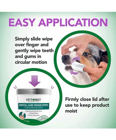 Vet's Best Dental Care Finger Wipes for Dogs & Cats - 50 Disposable Wipes | Reduces Plaque & Freshens Breath - Buy Online on GoSupps.com