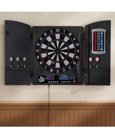 Fat Cat Mercury Electronic Dartboard with Cabinet Doors, Scoreboard, Dart Storage, Dual Display - Compact Target Face for Fast Play - Buy Online on GoSupps.com