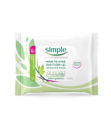 Simple Kind to Skin Eye Make-Up Remover With No Harsh Chemicals Pads to Remove Make-Up Even Waterproof Mascara 30 Pieces