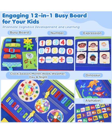 Urmywo Busy Board Montessori Toys for Toddlers 1-5 Years | Motor Skills Activity Board | Ideal Gift for Young Girls | Dinosaur Travel Fun - Buy Online on GoSupps.com