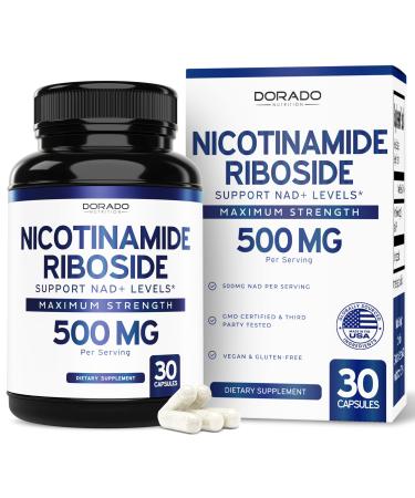 Nicotinamide Riboside 500mg (30 Count) NAD Supplement - NR Supplement For Women & Men to Support NAD+ Levels - NAD Booster - Third Party Tested - Vegan Safe Non GMO & USA Made (30 Capsules)