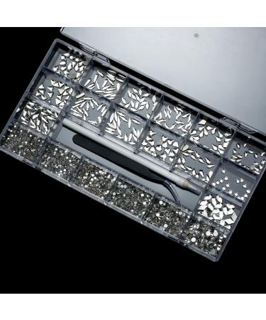 Nibiru White Rhinestones Glass Gemstones Kit for Nail Art - 3830PCS Multi Shapes Sparkly Flatback Mix with Wax Pen - Buy Online on GoSupps.com
