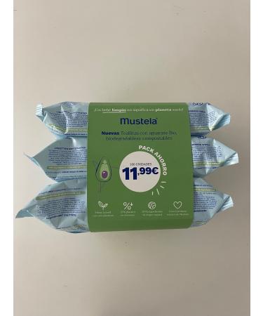 MUSTELA towels with organic aquamarine 3 x 60 pieces