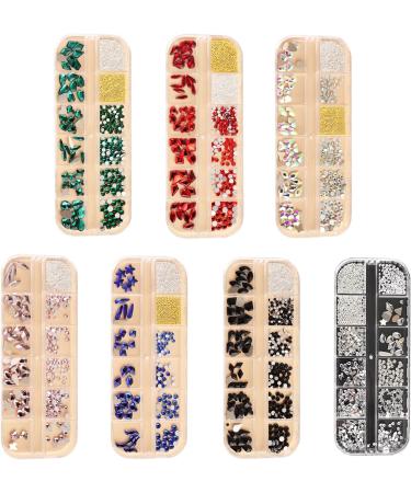 FEIlei 12 Grids Box Set Flat Back Rhinestones and Small Round Diamond Combination for DIY Nail Art Accessories Crystals - Buy Online on GoSupps.com