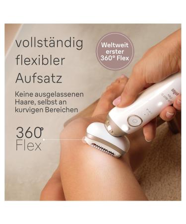 Buy Brown Silk- pil 9 Flex Epilator - 360 Flexible Hair Removal Wet & Dry Silky Smooth Skin Shaving & Trimmer Attachments - 9-041 3D White/Gold - Buy Online on GoSupps.com