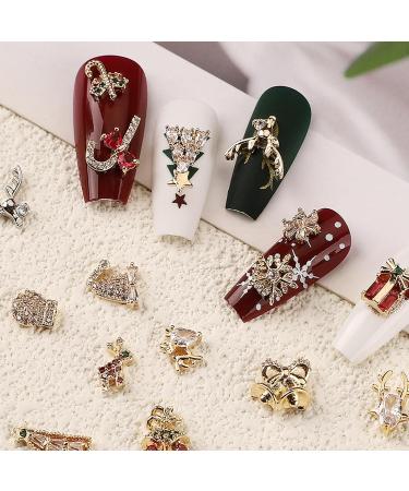 Noverlife 24PCS Christmas Nail Art Charms - Luxury Alloy Mix Shapes | 3D Xmas Zircon Charms for Sparkling Holiday Nail Decor - Buy Online on GoSupps.com
