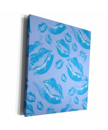 3dRose Museum Grade Canvas Wrap - Two Kisses Collided Lip Boyish Blue Lips Pattern Pattern - Lipstick Kisses