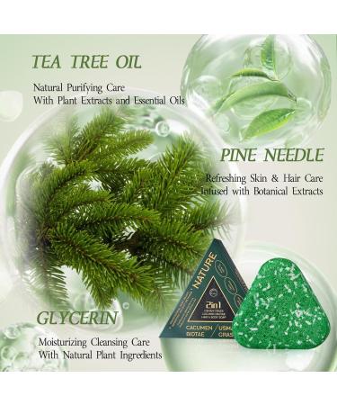 2-in-1 Shampoo Bar Soap for Hair Gentle Cleansing Triangular Soaps with Natural Ingredients Moisturizing Safe for Skin Bath Accessory for Men and Women Bathroom - Buy Online on GoSupps.com