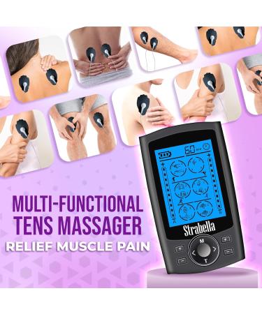 24 Modes TENS Muscle Stimulator - Back Pain Relief & Electronic Pulse Massager with 4 Pairs of Pads - Nerve Pain Therapy - Buy Online on GoSupps.com