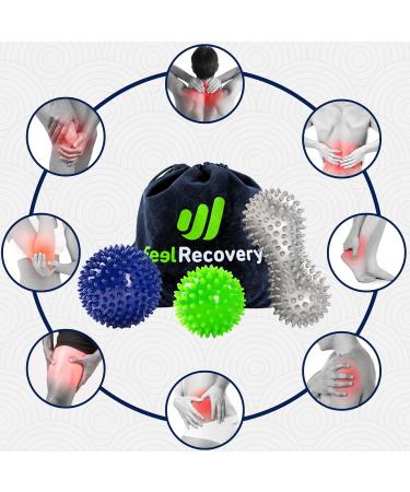Set of 3 Hedgehog Massage Balls for Plantar Fasciitis Relief & Foot Reflexology - Mobility Relaxation & Rehabilitation - Buy Online on GoSupps.com