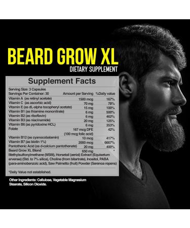Beard Grow XL - Vegan Hair Growth Supplement for Faster Thicker Beard | Enhance Your Grooming Kit - Buy Online on GoSupps.com