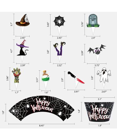 164PCS Halloween Cupcake Toppers Wrappers - Spider Web Pumpkin Zombie Hand Cake Party Decorations Supplies - Buy Online on GoSupps.com