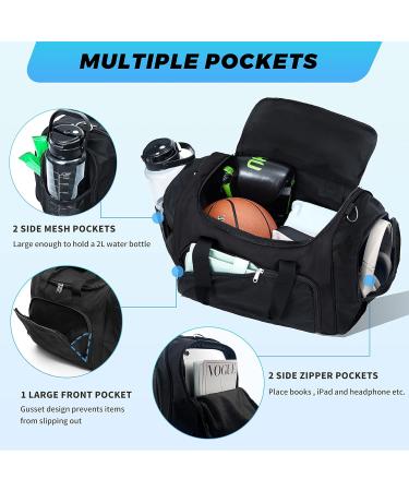 Vorspack Small Sports Duffle Bag - 40L Lightweight Gym Bag for Men and Women, Water Bottle Pocket, Ideal for Sports, Gym, Travel - Black - Buy Online on GoSupps.com