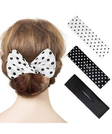 3 Pieces Hair Bun Maker Lazy Hair Curler Deft Bun for Hair Twister  Flexible Donut Hair Bun  Fashion French Hairstyle Bun Clips  Hair Accessories for Women & Girls Kids (Black  Polka Dots)