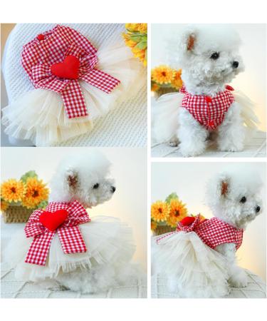 Bt Bear X-Small Red Love Tutu Dress for Small Dogs & Cats - Puppy Skirt Princess Dress Wedding Outfit - Buy Online on GoSupps.com