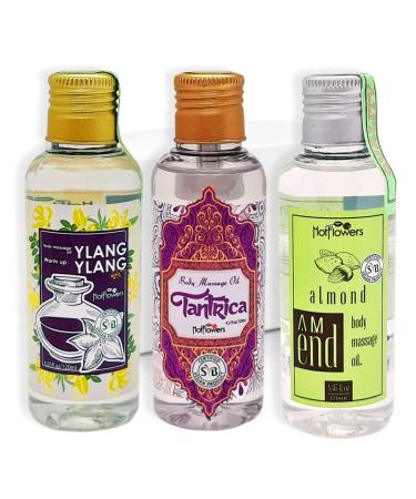 HOT Flowers Body Sensual Massage Oil Set for Moisturizer and Nourish The Skin Women and Couples (Set)