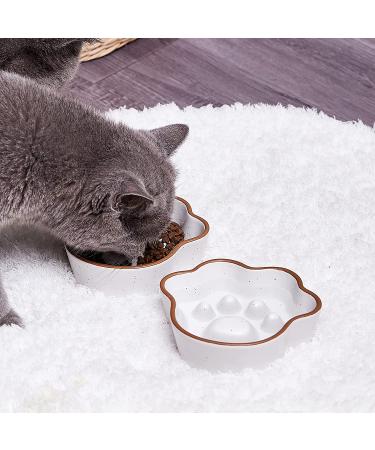 Howise Cat Slow Feeder Bowl for Healthy Eating - Interactive Bloat Stop Puzzle Bowl - Ceramic, Dishwasher Safe - Cat Footprint Design - Small Dogs - Buy Online on GoSupps.com