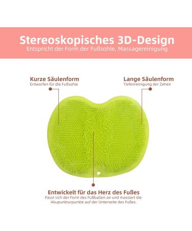 Personal Cleaning Foot Washing Bath Brush - Silicone Massage Cleaner with Non-Slip Suction Cups | Green Shower Back Scrubber & Foot Massager for All Foot Types - Buy Online on GoSupps.com