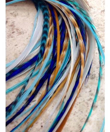 "Navajo" Collection Genuine 100% Real Bohemian Hair Feather Extensions. Kit includes 6 individual hair feathers, hook, beads