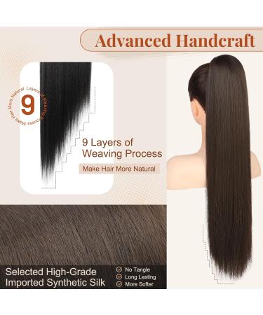 Flufymooz 66cm Dark Chocolate Brown Ponytail Extension - Curly Horse Tail Synthetic Hair for Women - Buy Online on GoSupps.com