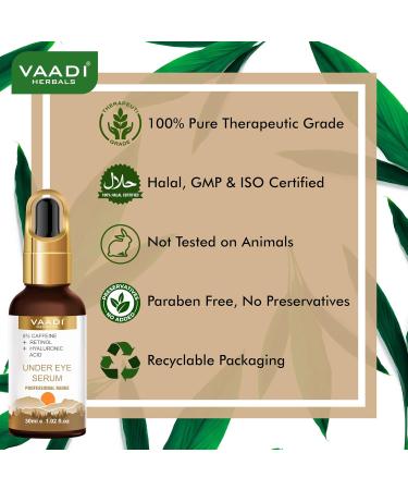 Vaadi Herbals Under Eye Serum - 5% Caffeine Retinol & Hyaluronic Acid - Reduce Dark Circles & Fine Lines - 30ml - Buy Online on GoSupps.com