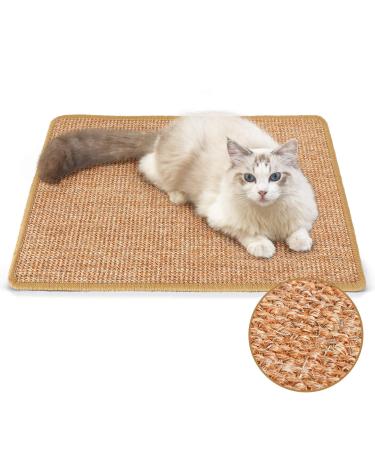 FUKUMARU Cat Scratcher Mat, 23.6 X 15.7 Inch Natural Sisal Cat Scratch Mats, Horizontal Cat Floor Scratching Pad Rug, Protect Carpets and Sofas Brown