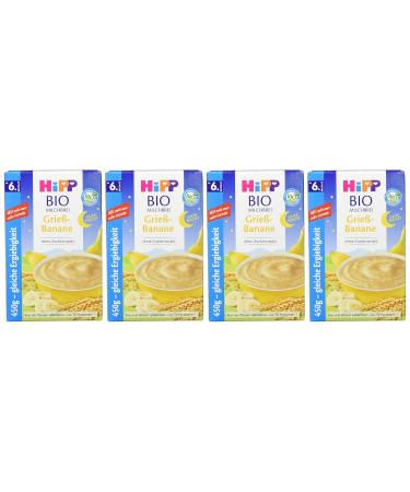Hipp Organic Milk Porridge without Added Sugar - Good Night GrieÃ Banana for 6+ Months - 4 Pack (4 x 450g) - Nutritional Baby Food - Buy Online on GoSupps.com