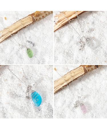 Southjieling Ocean-Style Charm Necklace | Colorful Sea Glass Collarbone Chain Jewelry - Buy Online on GoSupps.com