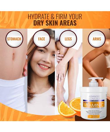 Advanced Clinicals Vitamin C Skin Care Set: Serum & Moisturizer for Face & Body - Anti-Aging, 16 oz Lotion Cream for Wrinkles, Age Spots, Uneven Skin Tone - 2-Pack - Buy Online on GoSupps.com