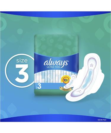 Always Ultra Thin Pads Size 3 Extra Long Super Absorbency with Wings Unscented - 14 Count - Buy Online on GoSupps.com