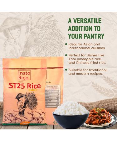 Insta Rice Premium ST25 Rice Fragrant Rice Sticky Rice from Vietnam - Versatile Use Aromatic Rice 10 kg - Buy Online on GoSupps.com