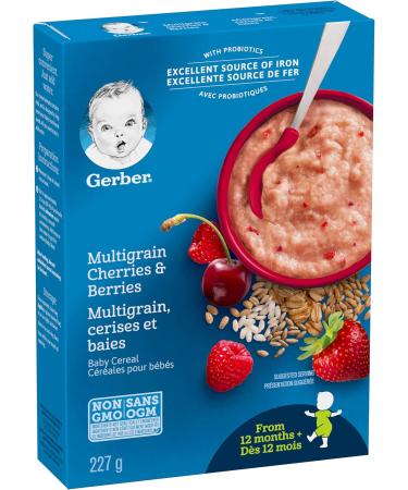 GERBER CEREAL Cherries & Berries with 5 Grain Cereal Toddler Food Cereal 12+ months 227 g 6 Pack Cherries Berries with 5 Grain Cereal - Buy Online on GoSupps.com