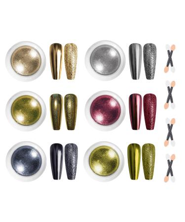 BISHENGYF Silver & Rose Gold Chrome Nail Powder New Upgrade - 6 Colors Metallic Mirror Nail Effect Pigment for Nails Holographic Red Nail Chrome Powder for Nail Chameleon Nail Glitter for Women Gift F-Gold - Buy Online on GoSupps.com