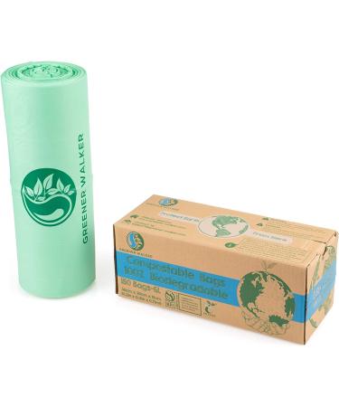 Greener Walker 100% Compostable Trash Bags 1.6 Gallon | 150 Bags | ASTM D6400 BPI Biodegradable Kitchen Waste Bags - Buy Online on GoSupps.com