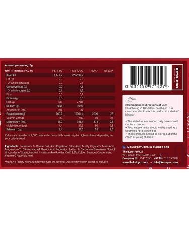 Keto-Pro Keto Electrolytes 80g | Electrolyte Powder Sachets for Extra Convenience | Supporting Your Keto Fasting Health & Fitness Goals | Cherry Berry Flavour | 16 Pack - Buy Online on GoSupps.com