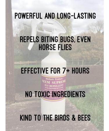 Biteback Products Neem Supreme - Ultimate Insect Barrier Spray for Horse Fly Midge Tick Mosquito Defence with 20% Icaridin Picaridin and Pure Neem Margosa Oil Reliable Protection - 500ml - Buy Online on GoSupps.com