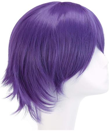 MapofBeauty 12 Purple Short Straight Wig for Men - Cosplay Costume Hairpiece - Buy Online on GoSupps.com