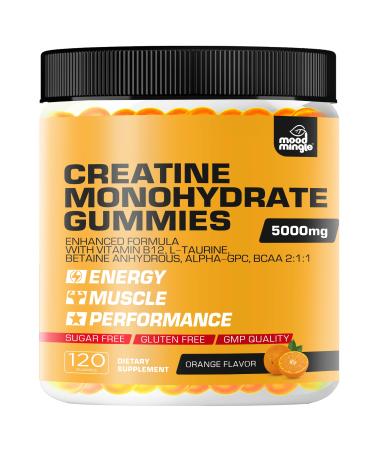 Creatine Monohydrate Gummies 5g for Men Women - Sugar Free Chewable Supplement - Enhanced Formula with L-Taurine Betaine Anhydrous Alpha-GPC BCAA 2:1:1 1 Pack