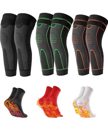 ZOEBER Kneeca Acupressure Self-Heating Knee Sleeve Kneeca Self-Heating Knee Sleeve with 1 Pair of Acupressure Self-Heating Shaping Socks (XL 3pcs) XL 3pcs