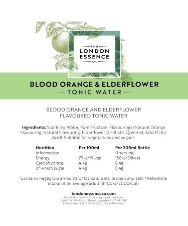 The London Essence Co. Eau tonique orange sanguine et fleur de sureau 24 bouteilles de 200 ml - Buy Online on GoSupps.com