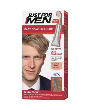 Just For Men Easy Comb-In Color Mens Hair Dye  Easy No Mix Application with Comb Applicator - Sandy Blond  A-10  Pack of 1 Pack of 1 Sandy Blond A-10