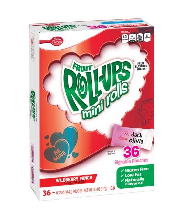 Betty Crocker Fruit Roll-ups Mini Rolls Wildberry Punch Fruit Flavored Snacks, 0.37 Oz, 36 Count (Pack of 2)